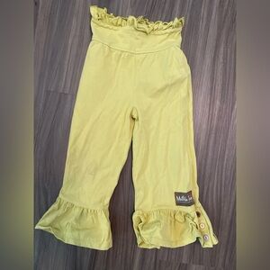 Matilda Jane girls Yellow green Ruffle Pants size 5T